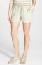 Allen Allen Womens Linen Solid Beige Casual Summer Short Size Large