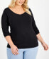 ფოტო #1 პროდუქტის Plus Size V-Neck Top