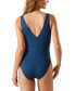 Tommy Bahama Palm Modern V-Neck One-Piece Swimsuit in Midnight Sea, Size 8 - фото #2