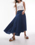 Topshop washed raw seam disjointed aymmetric skirt in blue