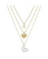 ფოტო #1 პროდუქტის 14K Gold Flash-Plated 3-Pieces White Enamel Genuine Crystal Heart Layered Pendants Set