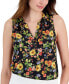 Фото #3 товара Women's Printed Split-Neck Sleeveless Top