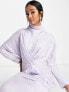 Фото #3 товара ASOS DESIGN drape neck maxi dress with satin stripe in lilac