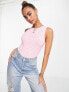 Miss Selfridge all over hotfix racer bodysuit in pink