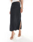 Фото #3 товара Vila Petite slinky maxi skirt with split in black