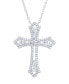 Фото #3 товара Macy's cubic Zirconia Cross Pendant Necklace in Fine Silver Plate