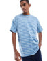 Фото #1 товара New Look blue stripe oversized tshirt in blue