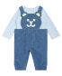 ფოტო #1 პროდუქტის Baby Boys Bodysuit and Knit Denim Bear Overall, 2 Piece Set