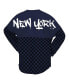 Women's Navy New York Yankees Checker Print Long Sleeve T-Shirt