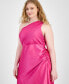 Trendy Plus Size Asymmetric-Neck Pleated Gown