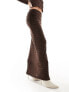 Фото #1 товара Vero Moda textured maxi skirt co-ord in chocolate brown