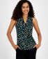 ფოტო #1 პროდუქტის Women's Printed Twisted-V-Neck Sleeveless Top