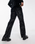 Фото #4 товара ASOS DESIGN smart flare trouser in black sequin