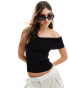 & Other Stories knitted top with asymmetric off-shoulder detail in black Черный, XS - EU 32-34 - фото #1