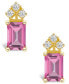 ფოტო #5 პროდუქტის Pink Topaz (1-3/8 ct. t.w.) and Diamond (1/8 ct. t.w.) Stud Earrings in 14K White Gold or 14K Yellow Gold