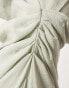 ASOS EDITION soft high neck ruched detail maxi dress with cut out back in pale sage Blasses Graugrün, 40 - фото #4