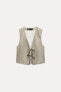 LINEN BLEND WAISTCOAT WITH BEADED TIES