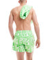 ASOS DESIGN swim shorts in short length in green print