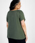 Фото #2 товара Plus Size Pleat-Neck Top, Created for Macy's