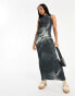 Фото #1 товара Pull&Bear mesh sleeveless maxi dress in charcoal print