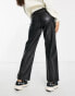 Фото #2 товара Vero Moda Petite leather look high waisted straight leg trousers in black