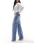 River Island wide leg jean in mid-blue