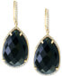 ფოტო #3 პროდუქტის EFFY® Onyx & Diamond (1/4 ct. t.w.) Pear Halo Drop Earrings in 14k Gold