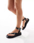 Stradivarius ankle strap sandal in black Черный, 39 - фото #1