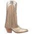 Dingo Gypsy Studded Fringe Metallic Snip Toe Cowboy Womens Gold Casual Boots DI