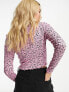 Monki lettuce edge long sleeve top in pink floral print