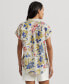 Фото #2 товара Petite Linen Floral Short-Sleeve Shirt