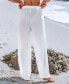 Women's White Tie-Waist Cover-Up Pants
