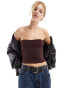 Фото #1 товара Miss Selfridge compact knit rib bandeau top in chocolate