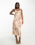 Фото #8 товара Forever New strappy maxi dress in brown satin floral