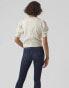 Фото #2 товара Vero Moda short sleeved knitted top in cream melange