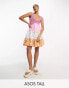 Фото #2 товара ASOS DESIGN Tall crochet babydoll mini dress in pink mixed print