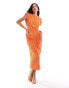 Фото #1 товара ASOS DESIGN fallen shoulder with twist plisse maxi dress in orange