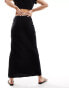 Фото #4 товара Miss Selfridge linen blend bias maxi skirt in black