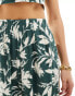 Фото #4 товара Abercrombie & Fitch co-ord wide leg linen blend trouser with elastic waist in green floral print