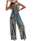 Фото #1 товара Women's Chevron V-Neck Sleeveless Straight Leg Jumpsuit