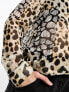 ASOS DESIGN Curve long sleeve soft shirt in mixed animal scarf print