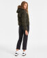 Фото #2 товара Juniors' Faux-Fur-Trim Hooded Puffer Coat