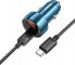 Фото #3 товара Ładowarka Hoco HOCO ładowarka samochodowa USB A + Typ C z wyświetlaczem + kabel Typ C do Lightning PD QC3.0 3A 48W Z50 niebieska