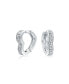 ფოტო #1 პროდუქტის Romantic Cubic Zirconia Pave CZ Open Heart Shaped Hoop Huggie Earrings For Women Girlfriend .925 Sterling Silver Hinge Closure