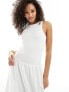 4th & Reckless dropped waist racer neck midi dress in cream