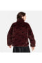 Фото #4 товара Women's Nike Sportswear Plush Burgundy Printed Faux Fur Jacket