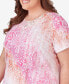 Фото #4 товара Plus Size Paradise Island Ombre Medallion Top with Lace Detail