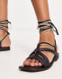 Free People leather wrap sandal in black and cream Черный, 38 - фото #3