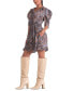 Фото #4 товара Women's Paisley-Print Chiffon Puff-Sleeve Mini Dress