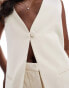 Kaiia longline button detail sleeveless waistcoat co-ord in stone